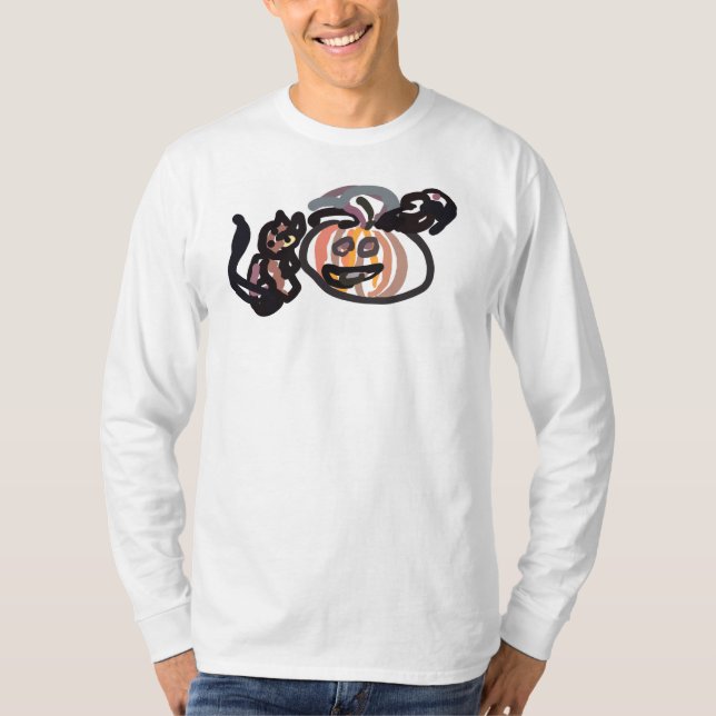 Camiseta Halloween black cat and raven (Frente)