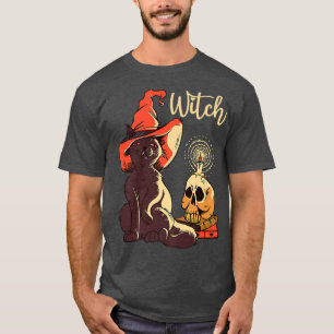 Camiseta Halloween Black Cat Costume Witume Witat Hat & Moo