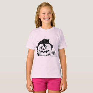Camiseta Halloween Black Cat e Jack o'Lantern Childrens