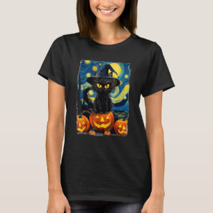 Camiseta Halloween Black Cat VAN GOGH Mãe do Starry Nig