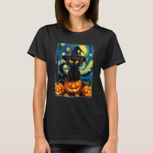 Camiseta Halloween Black Cat VAN GOGH Mãe do Starry Nig