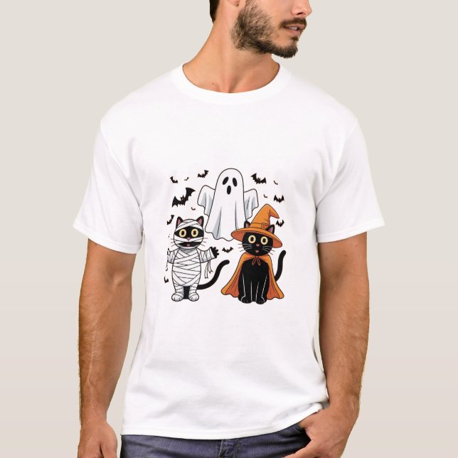 Camiseta Halloween Black Cats – Cute & Spooky Design (Frente)