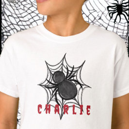 Camiseta Halloween Black Spider Web Name