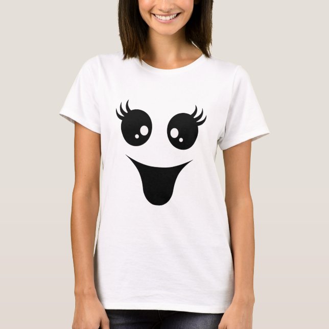 Camiseta Halloween - Bonita face fantasma (Frente)