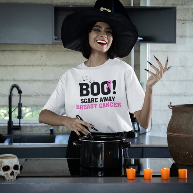Camiseta Halloween BOO Assusta-Se Com O Cancer Da Mama (Criador carregado)