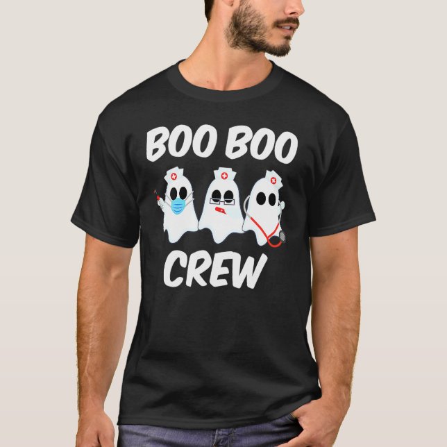 Camiseta Halloween Boo Boo Crew Ghost Nurse Costume Rn Nurs (Frente)