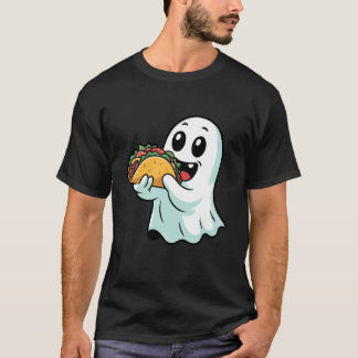Camiseta Halloween Boo Fantasma Comendo Tacos Crianças Meni