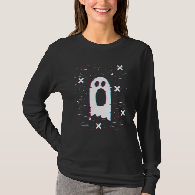 Camiseta Halloween Boo Ghost Glitch (Frente)