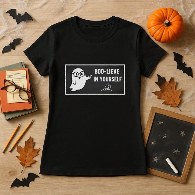 Camiseta Halloween BOO-LIEVE em si mesmo Professor-Bibliote (Criador carregado)