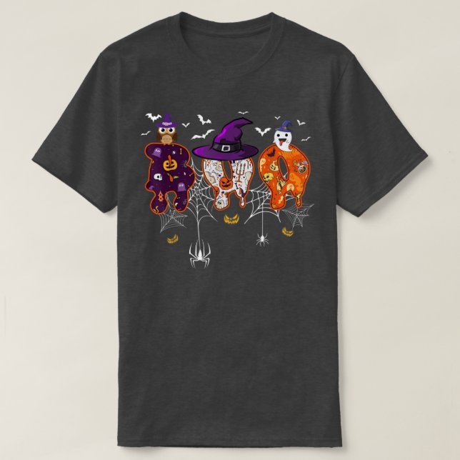 Camiseta Halloween Boo Owl With Witch Hat Spiders Boys Girl (Frente do Design)