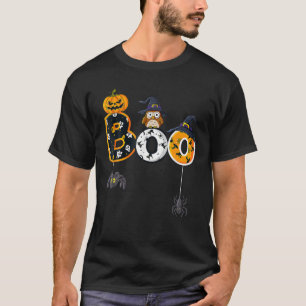 Camiseta Halloween Boo Owl With Witch Hat Spiders Boys Girl