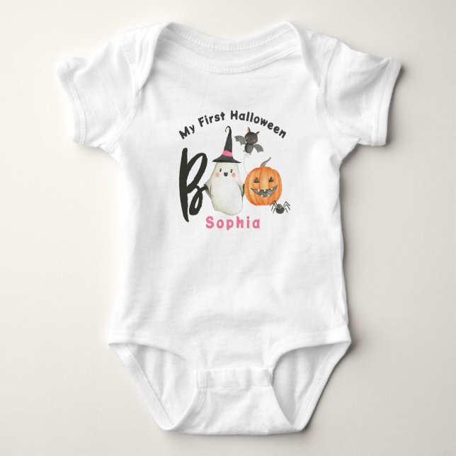 Camiseta Halloween-Boo-Spooky-Primeiro Halloween (Frente)