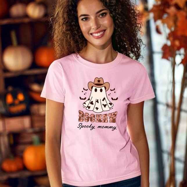 Camiseta Halloween Boohaw Retro Groovy Ghost Spooky Rosa (Halloween Boohaw Retro Groovy Ghost Spooky Pink T-Shirt)