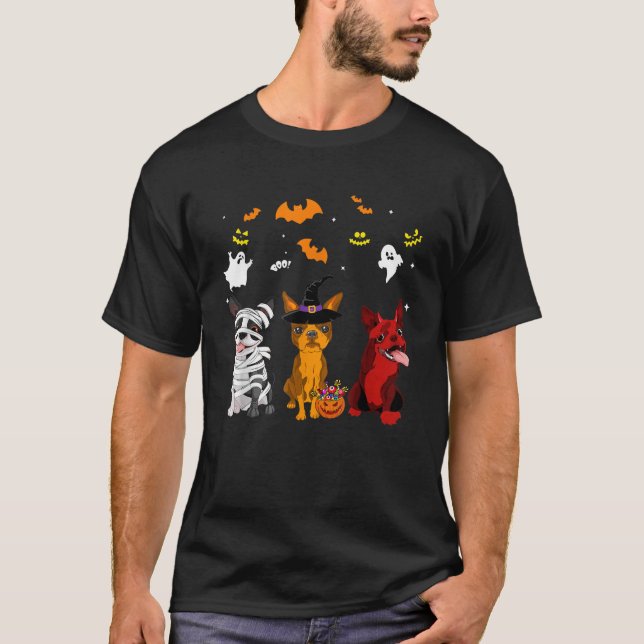 Camiseta Halloween boston terrier Dogs Lovers Mummy Witch D (Frente)
