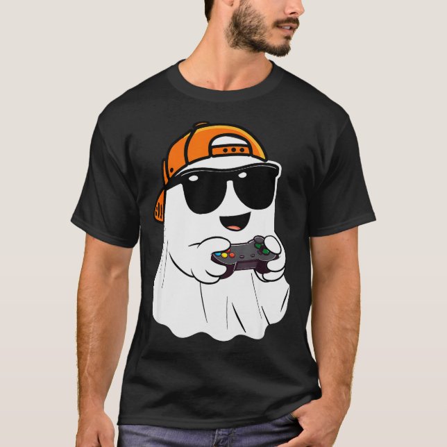 Camiseta Halloween Boys Kids Ghost Gamer Y Costume Gaming M (Frente)