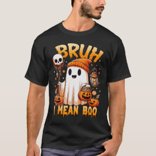 Camiseta Halloween Bruh Ghost Boo Skull Pumpkin Trick Ou Tr