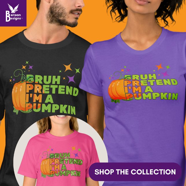 Camiseta Halloween BRUH PRETENDE QUE EU SOU UMA QUEDA DE PU (Criador carregado)