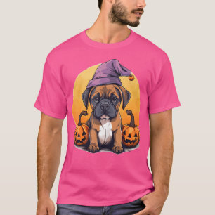 Camiseta Halloween Bruxas Bruxas Hat Pumpkin Dog Boxer