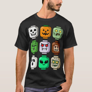 Camiseta Halloween Building Brick Head Pumpkin Ghost Zombie