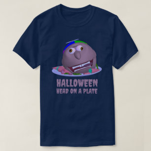 Camiseta Halloween Cabeça em um Prato com texto Jo