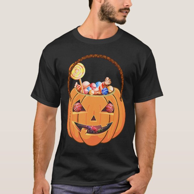 Camiseta Halloween Candy Basket Pumpkin Costume (Frente)