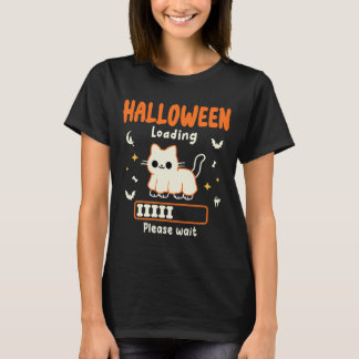 Camiseta Halloween Carregando Por Favor Esperem Um Salão Ne