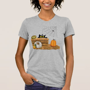 Camiseta Halloween Cat e aranha