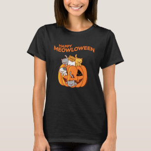 Camiseta Halloween Cat FELIZ MEOWLOWEEN Jack O Lanterna P