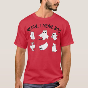 Camiseta Halloween Cat Ghost Meow Quero Dizer Boo 