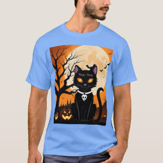 Camiseta Halloween Cat Happy Halloween Gift para a garota d