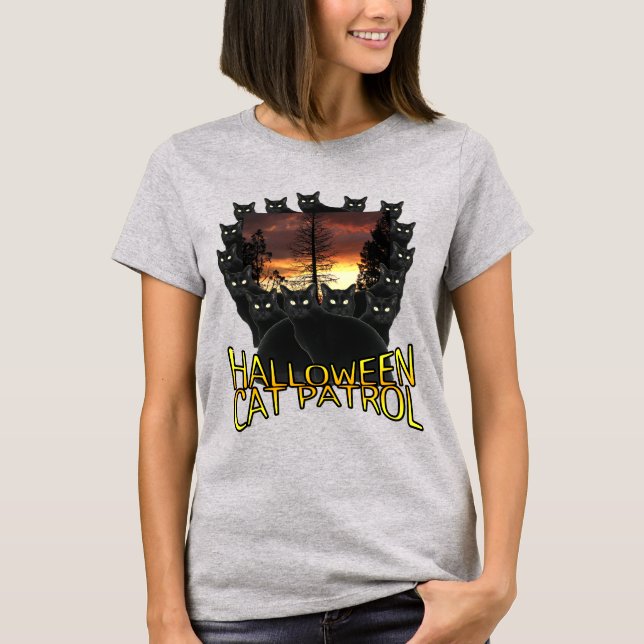 Camiseta Halloween Cat Patrol (Frente)