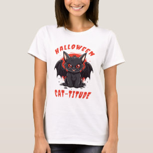 CAMISETA HALLOWEEN CAT TITUDE CAT BAT