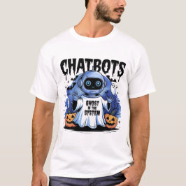 Camiseta 🤖 Halloween Chatbot AI Fantasma Engraçado Na Máqu