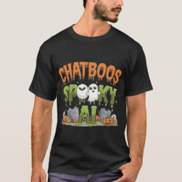 Camiseta 🤖 Halloween Chatbot AI Fantasma Engraçado Na Máqu
