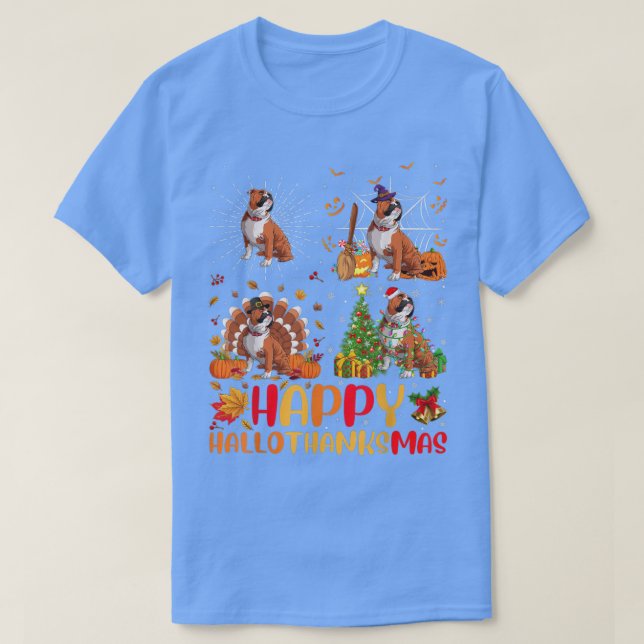 Camiseta Halloween Christmas Funny English Bulldog Hallotha (Frente do Design)