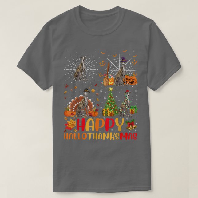 Camiseta Halloween Christmas Funny Greyhound Dog Hallothank (Frente do Design)