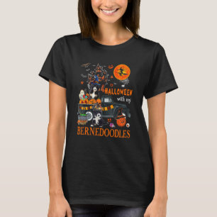 Camiseta Halloween Com Meus Bernedoodles Caminhonete Assust