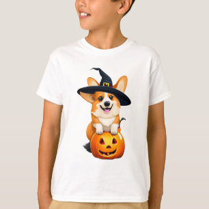 Camiseta Halloween Corgi Witch Hat