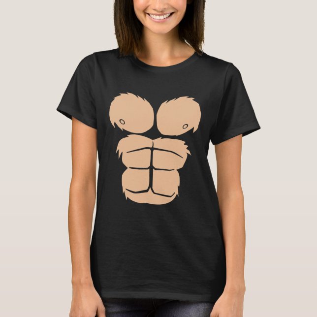 Camiseta Halloween Costume Divertido Macaco Gorilla Chest S (Frente)