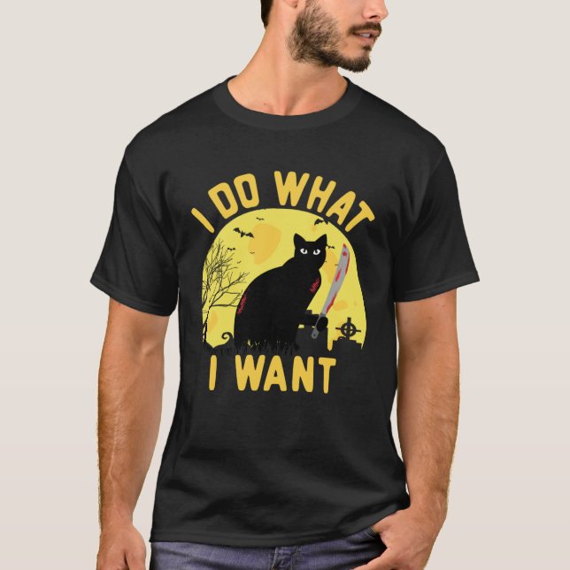 Camiseta Halloween Costume I Do What I Want  Halloween Cat (Frente)