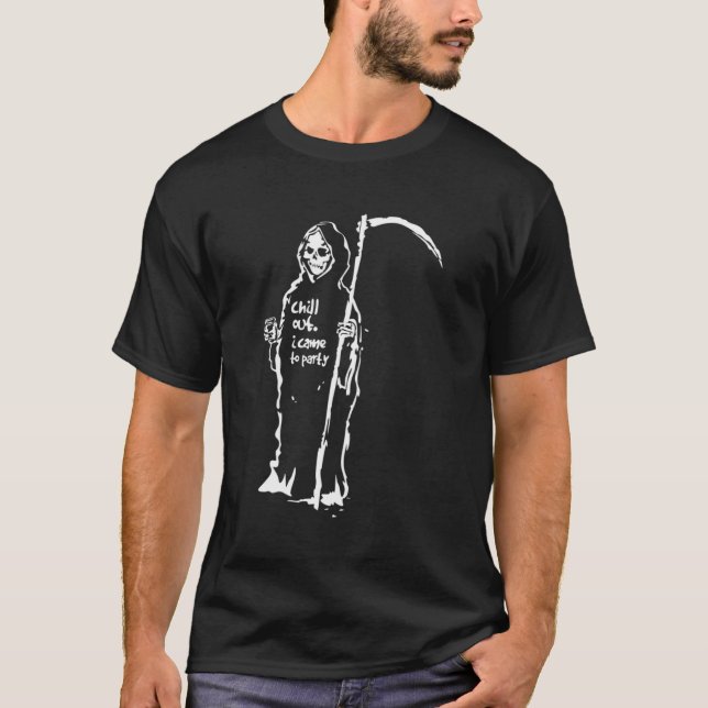 Camiseta Halloween Costume Reaper Grim Fale Que Eu Vim (Frente)