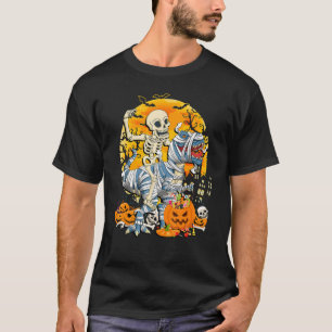 Camiseta Halloween Costume Skeleton Andando Rex Dinossaur K
