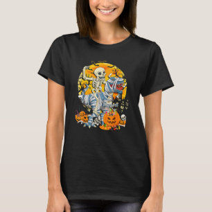 Camiseta Halloween Costume Skeleton Andando Rex Dinossaur K