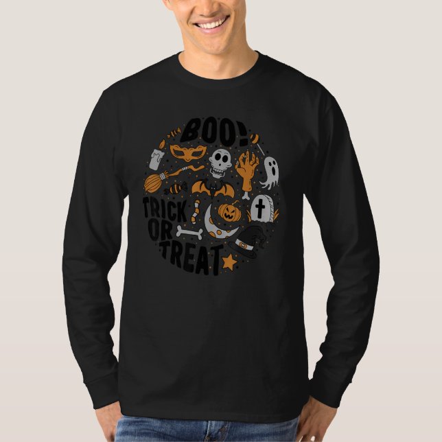 Camiseta Halloween Costume Trick Or Treat Witchy Skull Cott (Frente)