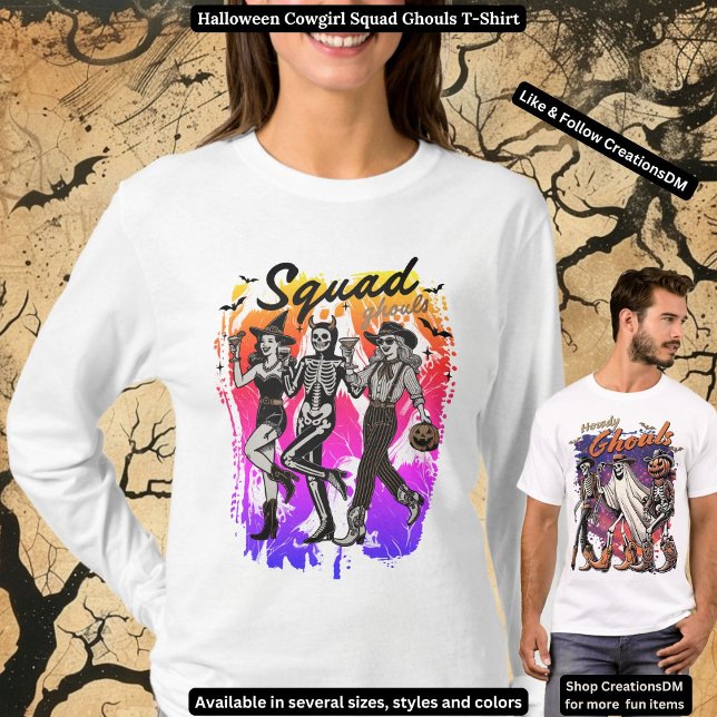 Camiseta Halloween Cowgirl Squad Ghouls (Criador carregado)