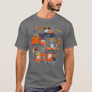 Camiseta Halloween Crane Truck Construction Pumpkin Toddler