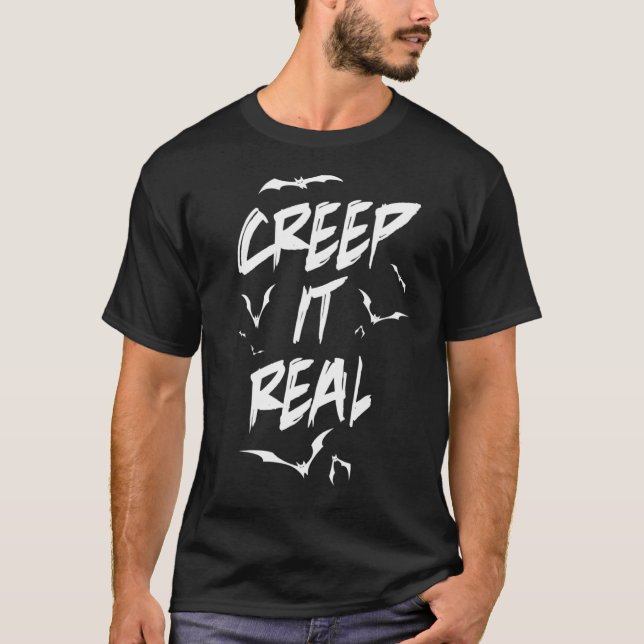 Camiseta Halloween Creep It Real Flying Vampire Bats Tee (Frente)