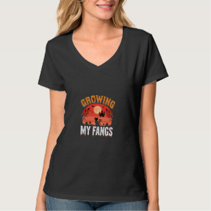 Camiseta Halloween Crescendo Meus Dentes de Vampiro Gato As