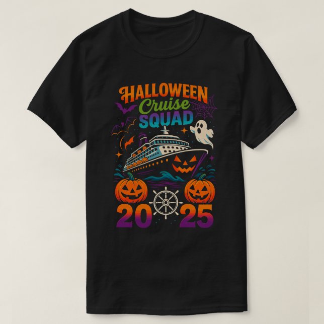 Camiseta Halloween Cruise Squad 2025 Matching Cruising Crew (Frente do Design)