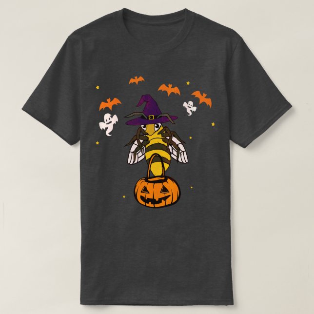 Camiseta Halloween Cute Bee Witch Hat Bee Costume (Frente do Design)